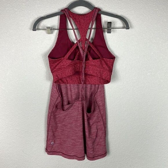 Lululemon Twist and Toil Athletic Sports Bra Tank Top Combo Maroon Red Sz 6 - Picture 7 of 10